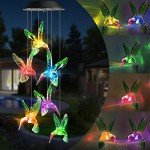Color Changing Solar Wind Chime - Hummingbird Design