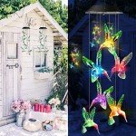 Color Changing Solar Wind Chime - Hummingbird Design