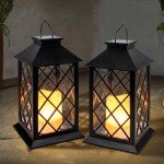 Solar Lanterns with Flickering Candles - 2 Pack