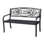 Black Powder Coated Steel Park Bench for Outdoors
