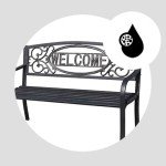 Black Powder Coated Steel Park Bench for Outdoors