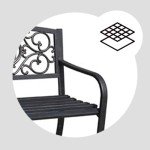 Black Powder Coated Steel Park Bench for Outdoors