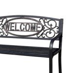 Black Powder Coated Steel Park Bench for Outdoors