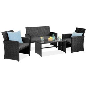 4-Piece Outdoor Wicker Patio Conversation Set