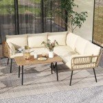 4-Piece Outdoor Rattan Patio Conversation Set