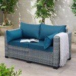 Peacock Blue Outdoor Loveseat Sofa for Patio