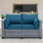 Peacock Blue Outdoor Loveseat Sofa for Patio