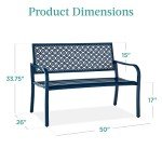 Peacock Blue 2-Person Outdoor Metal Bench