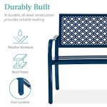 Peacock Blue 2-Person Outdoor Metal Bench