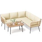 4-Piece Outdoor Rattan Patio Conversation Set