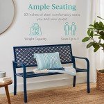 Peacock Blue 2-Person Outdoor Metal Bench