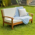 Laurent Acacia Outdoor Loveseat with Thick Cushions