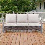Belord Outdoor Wicker Couch - 3-Seater, High Back