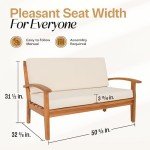 Laurent Acacia Outdoor Loveseat with Thick Cushions