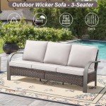 Belord Outdoor Wicker Couch - 3-Seater, High Back