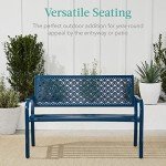 Peacock Blue 2-Person Outdoor Metal Bench