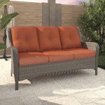 Yokayoay 3-Seater Wicker Patio Couch with Cushions