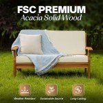 Laurent Acacia Outdoor Loveseat with Thick Cushions