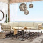 4-Piece Wicker Patio Furniture Set with Sofa