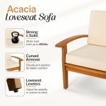 Laurent Acacia Outdoor Loveseat with Thick Cushions