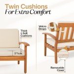 Laurent Acacia Outdoor Loveseat with Thick Cushions