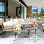 4-Piece Wicker Patio Furniture Set with Sofa