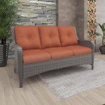 Yokayoay 3-Seater Wicker Patio Couch with Cushions
