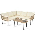 4-Piece Wicker Patio Furniture Set with Sofa