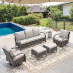 Belord Outdoor Wicker Couch - 3-Seater, High Back