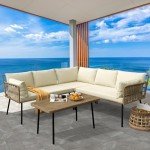 4-Piece Wicker Patio Furniture Set with Sofa