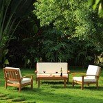 Laurent Acacia Outdoor Loveseat with Thick Cushions