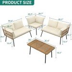 4-Piece Wicker Patio Furniture Set with Sofa