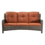 Yokayoay 3-Seater Wicker Patio Couch with Cushions