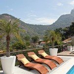 Devoko Folding Wooden Patio Lounge Chair Set