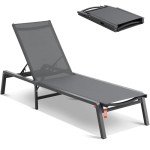 VEVOR Adjustable Outdoor Chaise Lounge Chair - Dark Grey