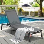 VEVOR Adjustable Outdoor Chaise Lounge Chair - Dark Grey