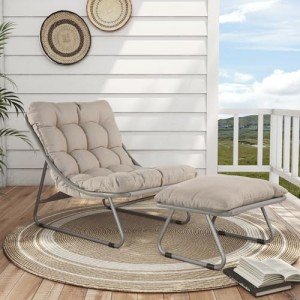 Modern Outdoor Lounge Chair with Ottoman Set