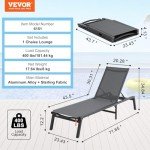 VEVOR Adjustable Outdoor Chaise Lounge Chair - Dark Grey