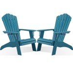 Oversized Blue Adirondack Chairs with Cup Holder