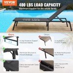 VEVOR Adjustable Outdoor Chaise Lounge Chair - Dark Grey