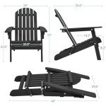 Folding Adirondack Chair Set of 2 - Black