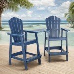 Adirondack Bar Stool Set with Tray - Navy