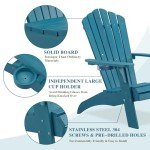 Oversized Blue Adirondack Chairs with Cup Holder