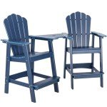 Adirondack Bar Stool Set with Tray - Navy
