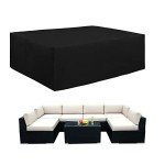 Heavy Duty Rectangular Patio Furniture Cover - Black
