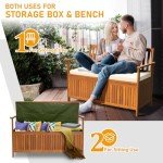 Outvita 47" Acacia Wood Outdoor Storage Bench