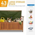 Outvita 47" Acacia Wood Outdoor Storage Bench