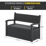 70 Gallon Outdoor Storage Bench Deck Box