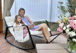 Beige Oversized Rocking Chair for Indoor/Outdoor Use