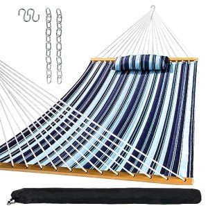 SZHLUX Quilted Outdoor Hammock with Pillow & Bars